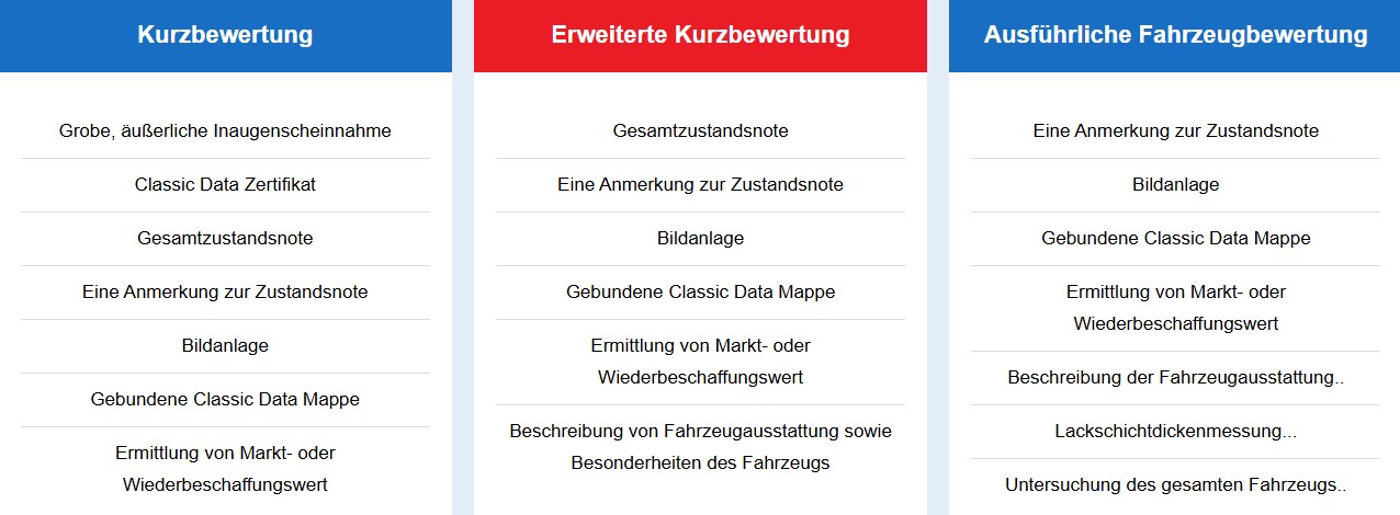 Arten Fahrzeugbewertung