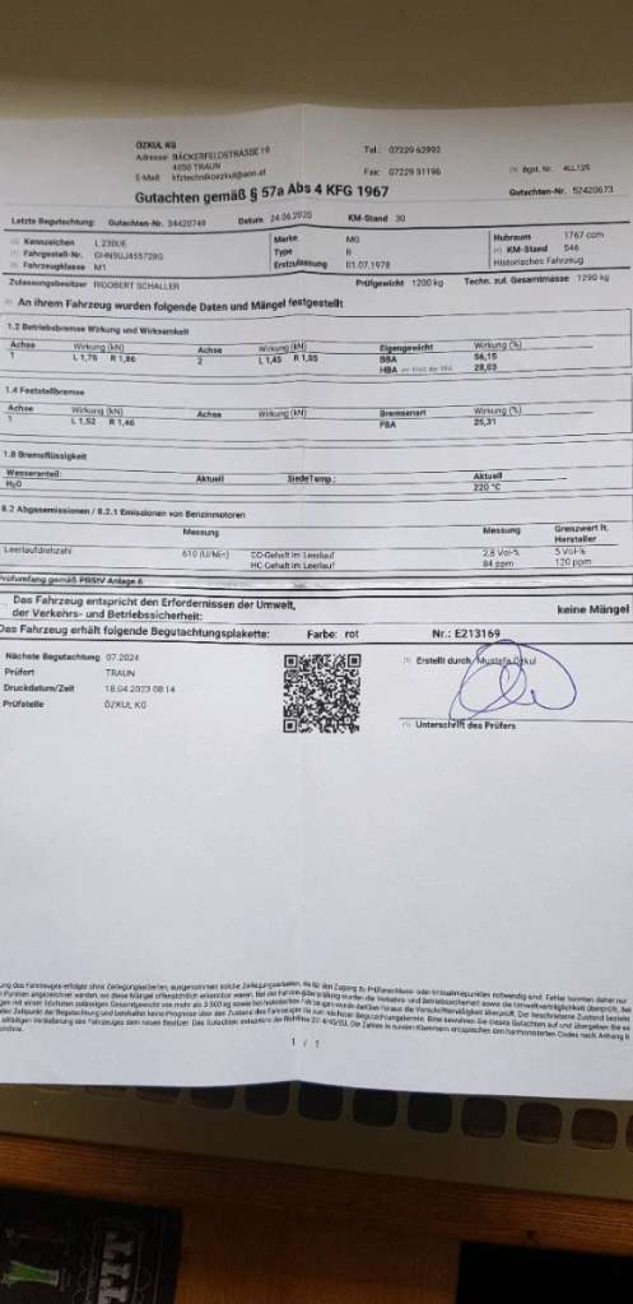 1978er MG MGB gut erhalten mit historischer Zulassung Baujahr BJ 07/1978