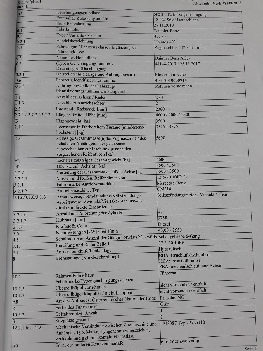 Gebraucht: Mercedes Benz Unimog in gutem Zustand abzugeben Baujahr BJ 02/1969