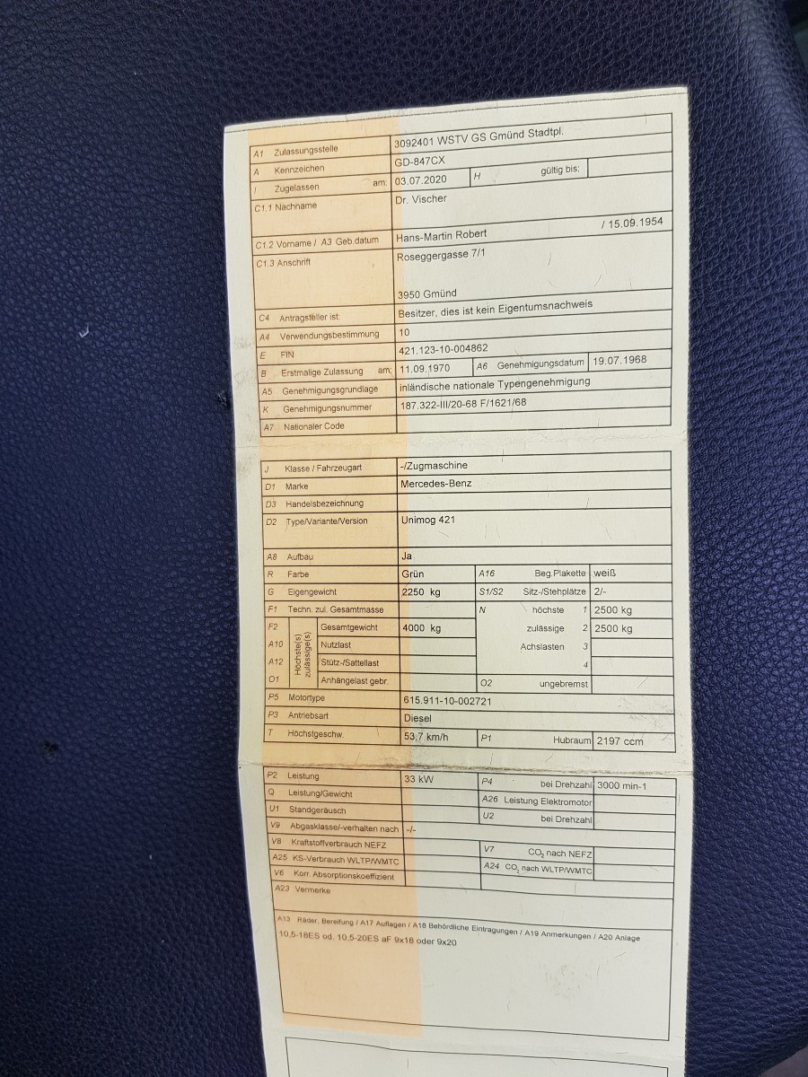 1970er Mercedes Benz Unimog 421 in Originalzustand Baujahr BJ 09/1970
