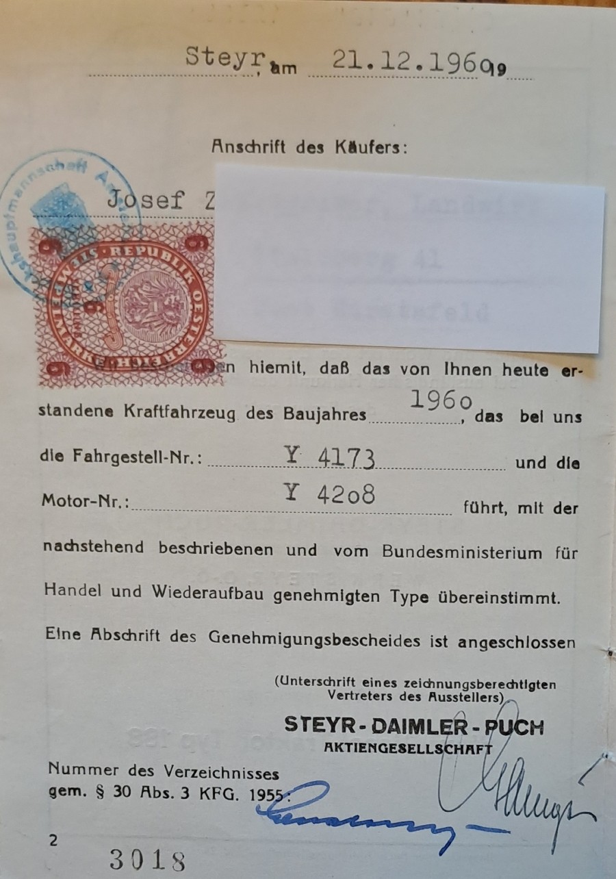 Steyr 188 Steyr Traktor Typ 188 eingeschränkt fahrbar zu verkaufen Baujahr BJ 12/1960