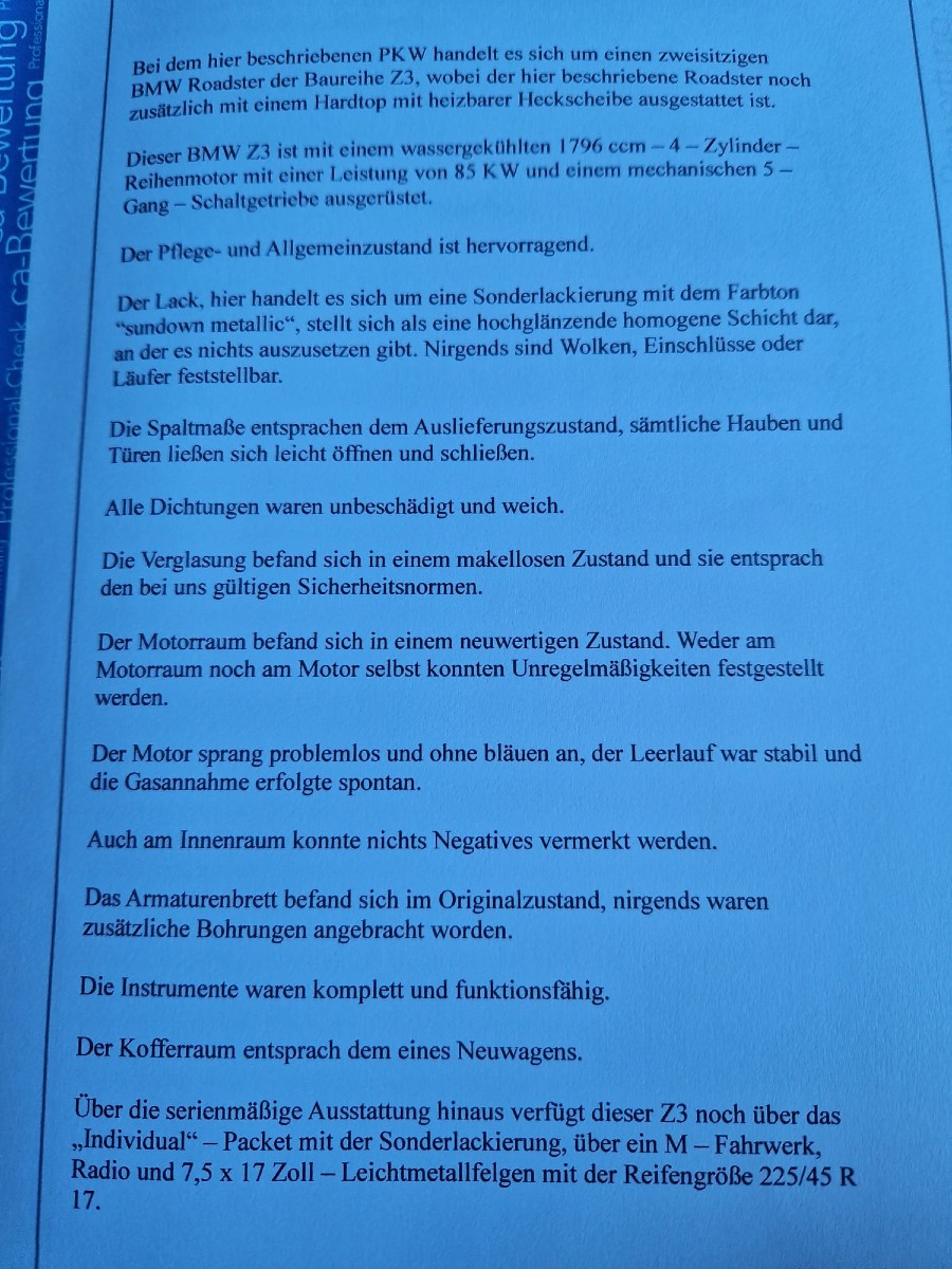 BMW Z3 Cabrio individual, sundown metallic 395/8 Baujahr BJ 09/1997