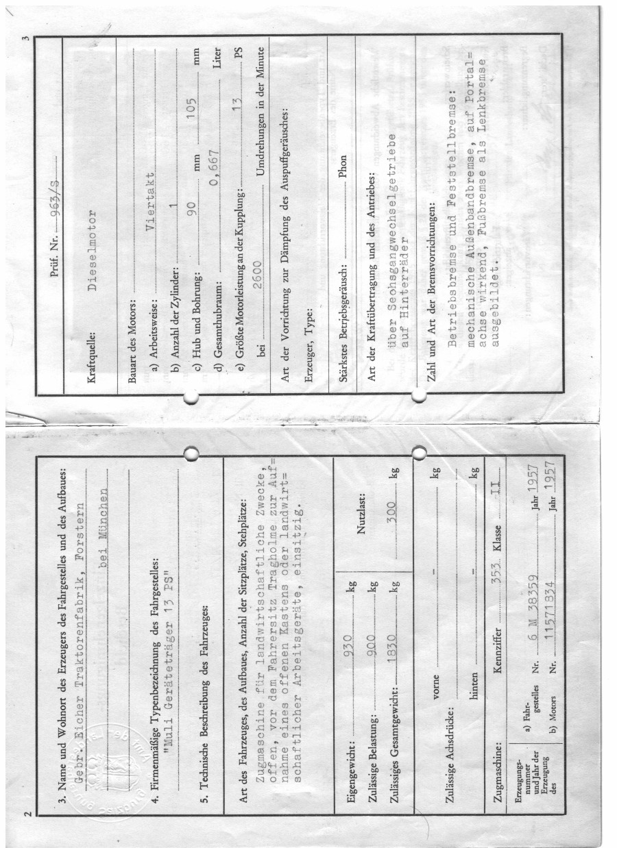 Eicher Geräteträger Eicher Muli Geräteträger 13 PS zu verkaufen Baujahr BJ 10/1957