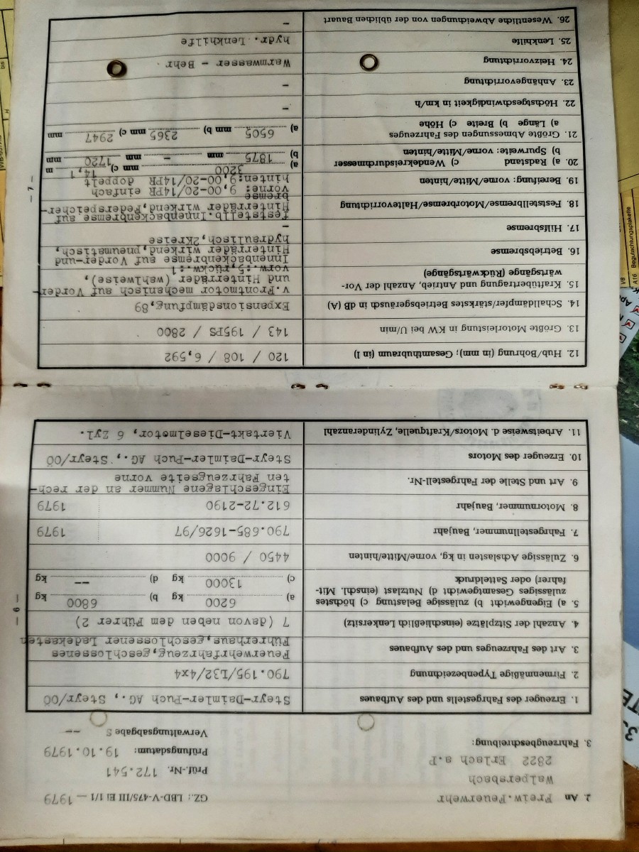 Steyr sonstige Modelle 790.195/L32/4x4 guter Zustand mit niedrigem Kilometerstand Baujahr BJ 11/1979