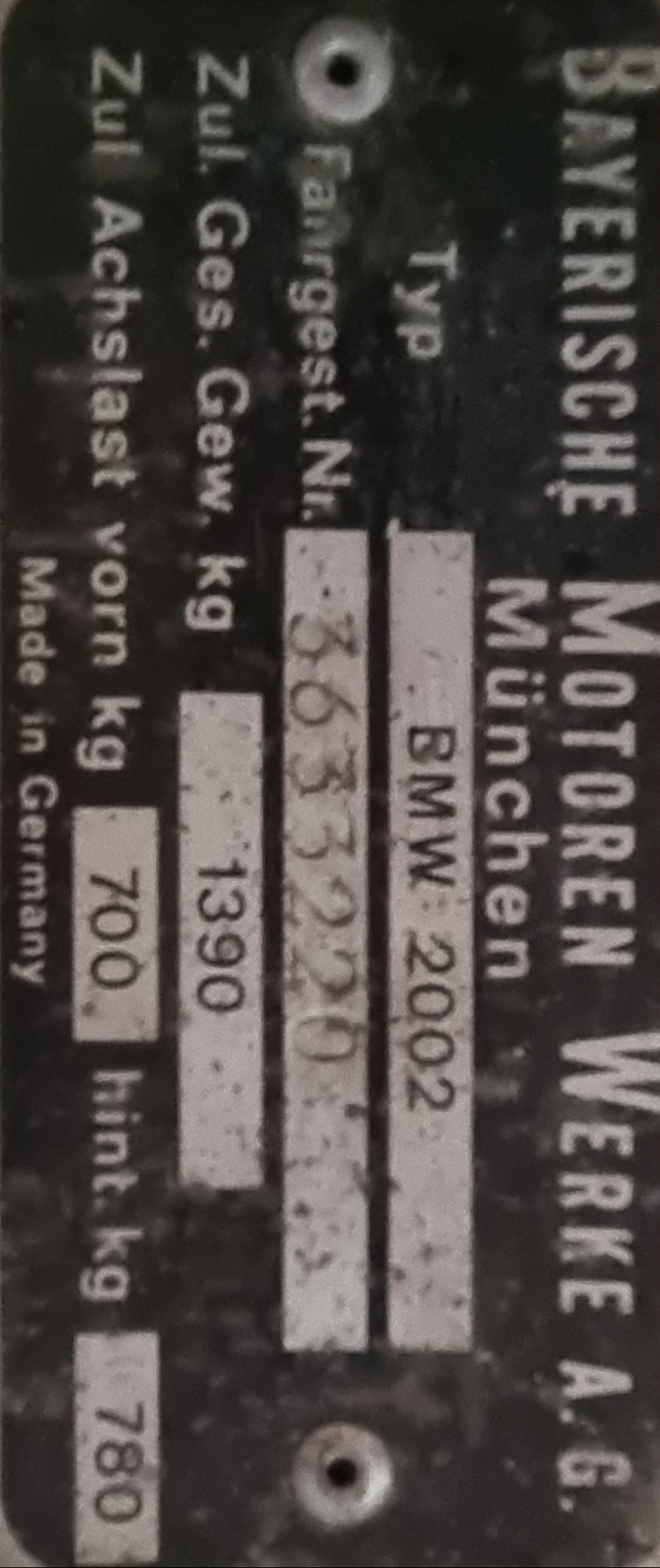 BMW 2002 1502 Baujahr BJ 10/1969