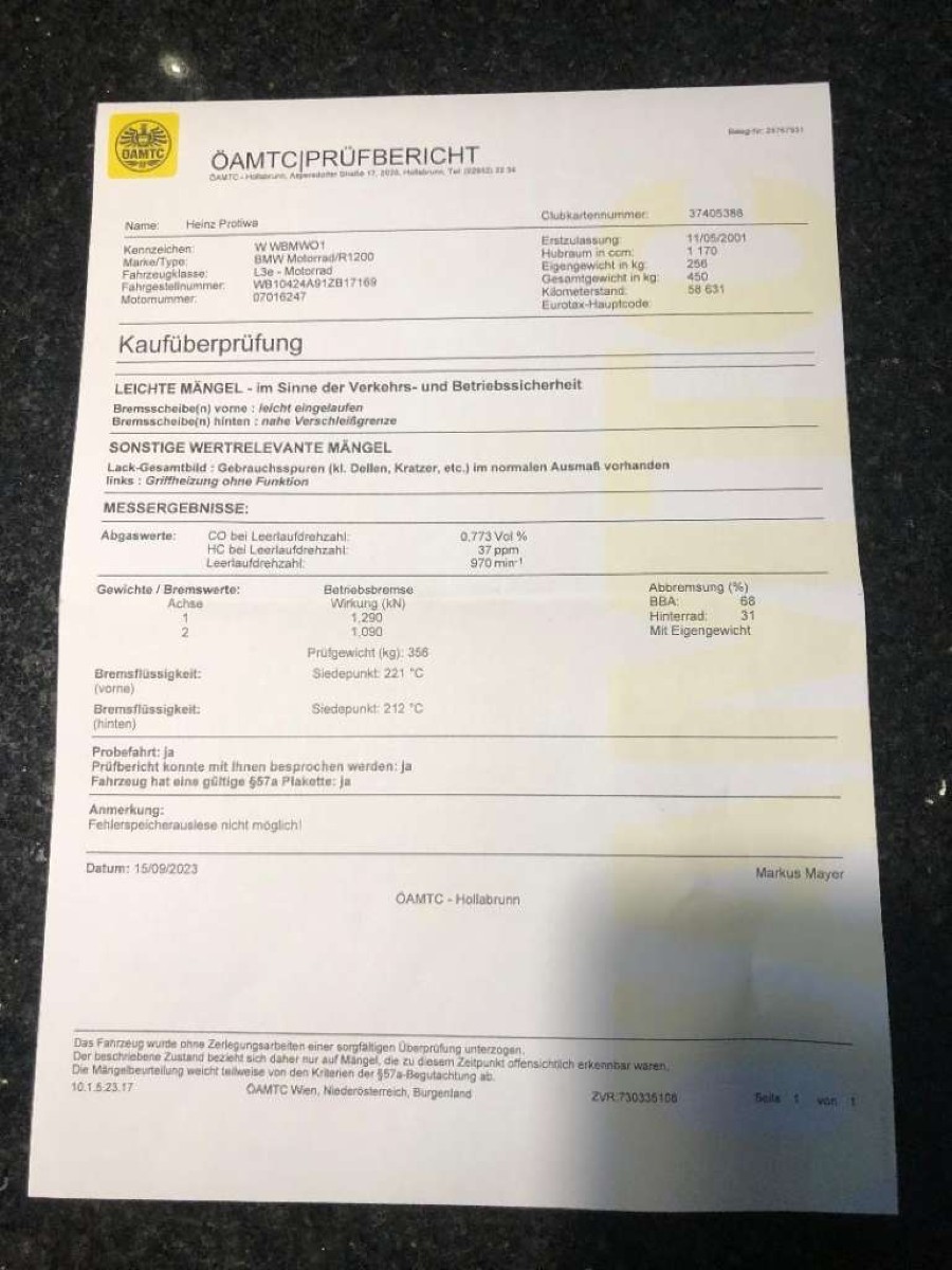 Gebraucht: BMW R1200 Cruiser gut erhalten inkl. Pickerl Baujahr BJ 05/2001