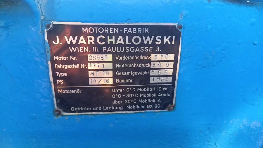Warchalowski WT14 in gebrauchtem Zustand Baujahr BJ 06/1958