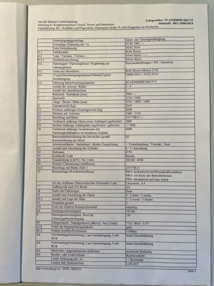 Rolls Royce Silver Spirit zu verkaufen Baujahr BJ 02/1981