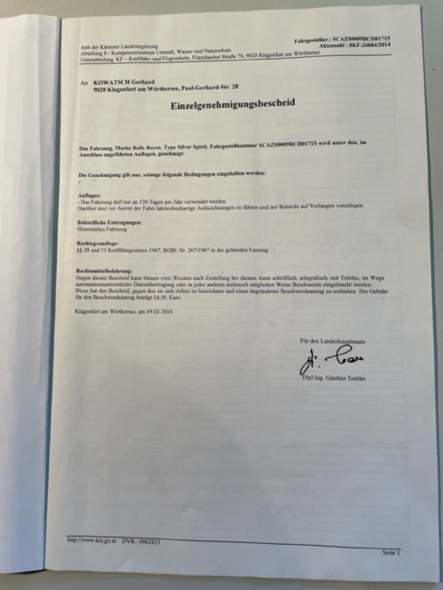 Rolls Royce Silver Spirit zu verkaufen Baujahr BJ 02/1981