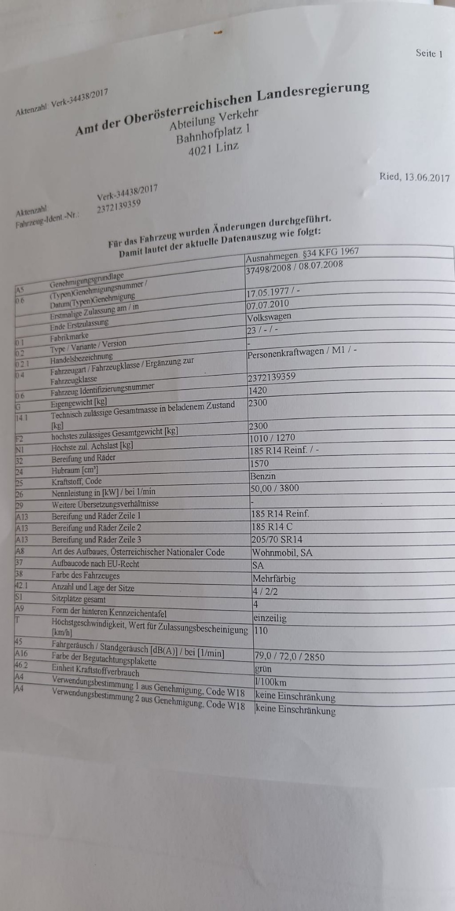 Klassiker VW T2 Baujahr BJ 05/1977