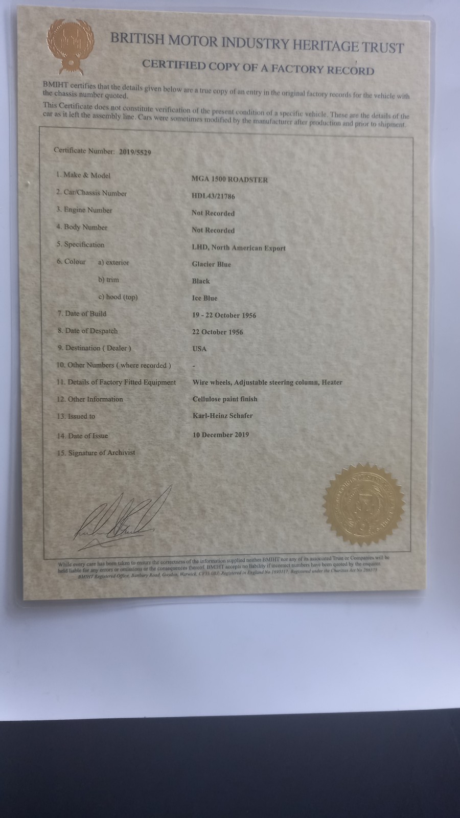 Top: MG MGA Roadster Baujahr BJ 05/1956