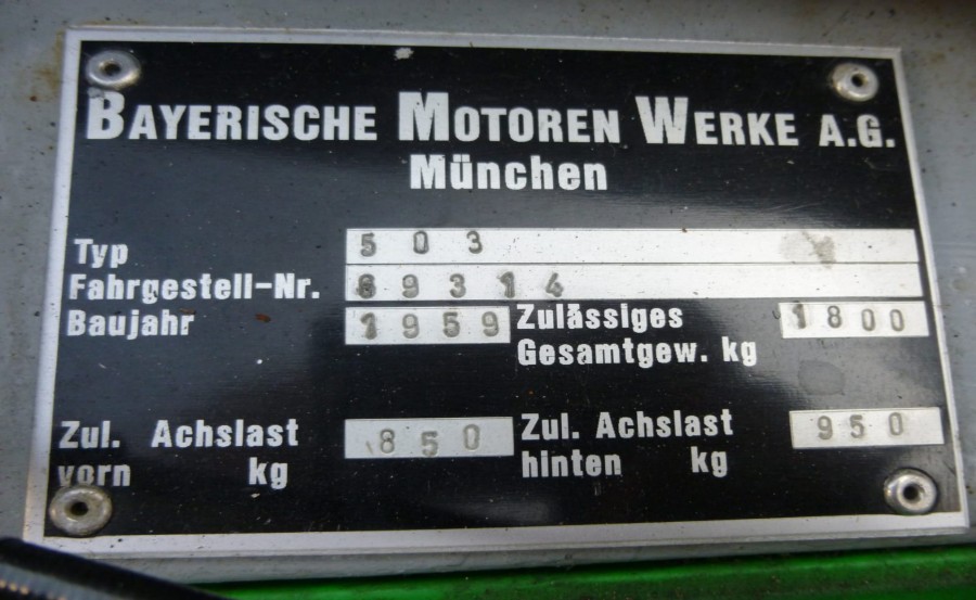 Historisch zugelassen: BMW 503 in gutem Zustand Baujahr BJ 04/1959