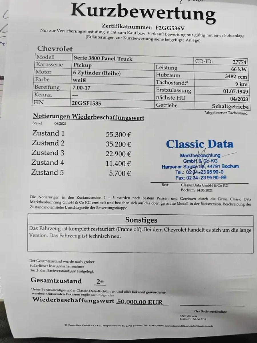 Chevrolet Serie 3800 Panel Truck Super selten!!! Baujahr BJ 07/1949