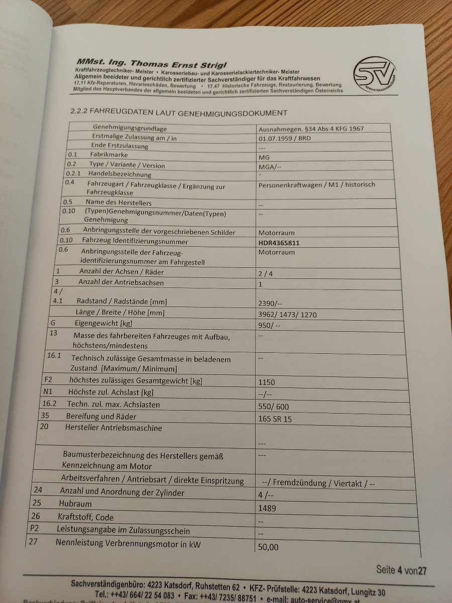 MG MGA 1500 zu verkaufen Baujahr BJ 07/1959