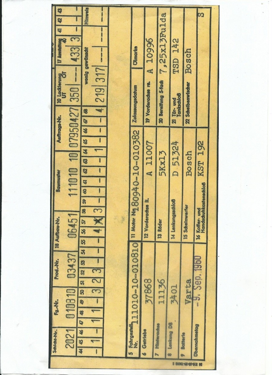 Gebraucht: Mercedes Benz 220 b W111 Baujahr BJ 09/1960