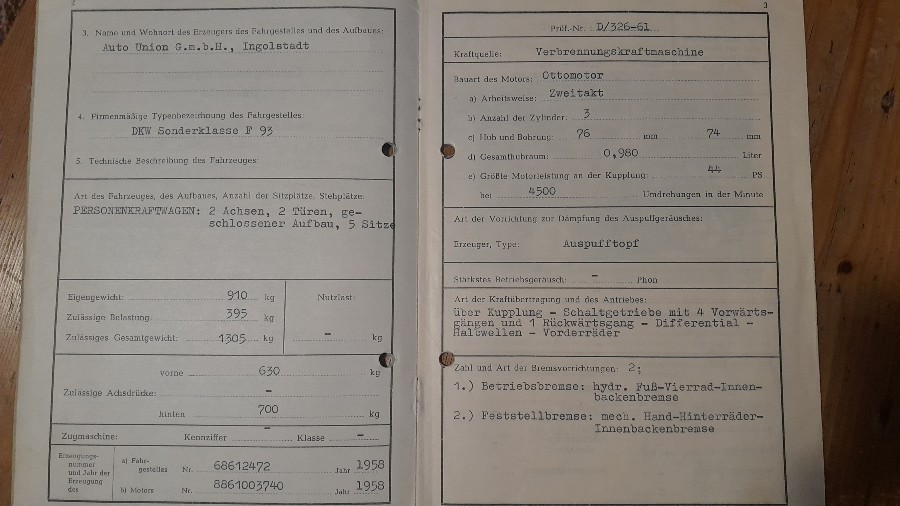 Für Bastler: DKW F93 Baujahr BJ 04/1962