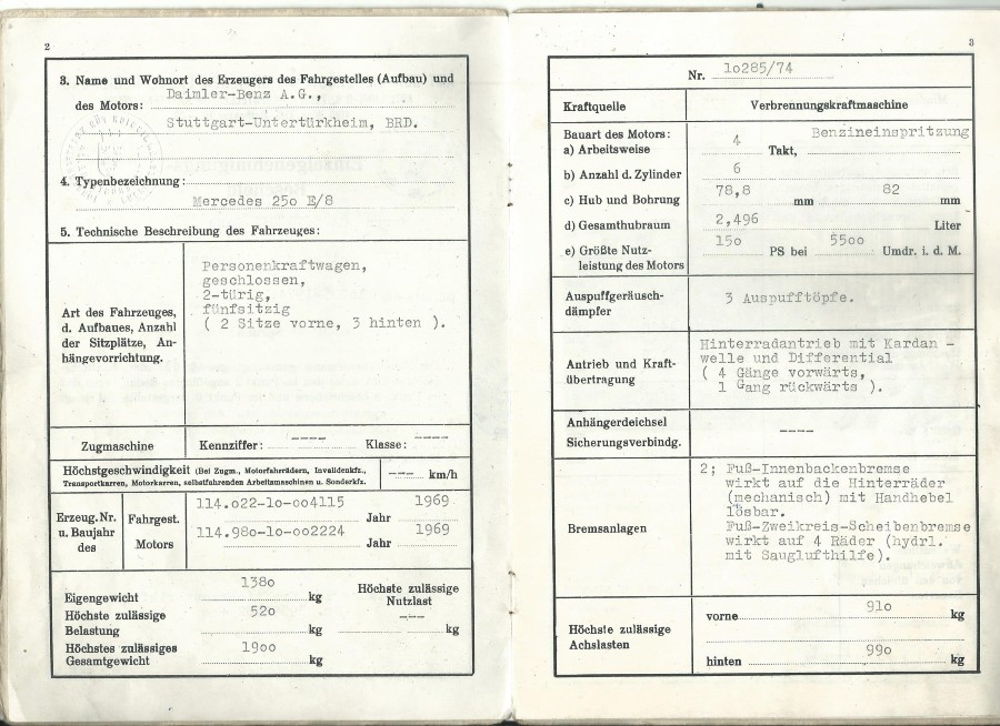 Mercedes Benz 250 CE Coupé in gebrauchtem Zustand steht zum Verkauf Baujahr BJ 05/1969