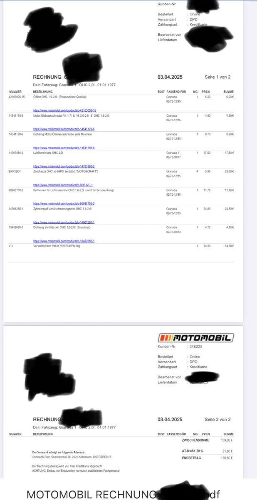 Ford Granada Baujahr BJ 04/1977