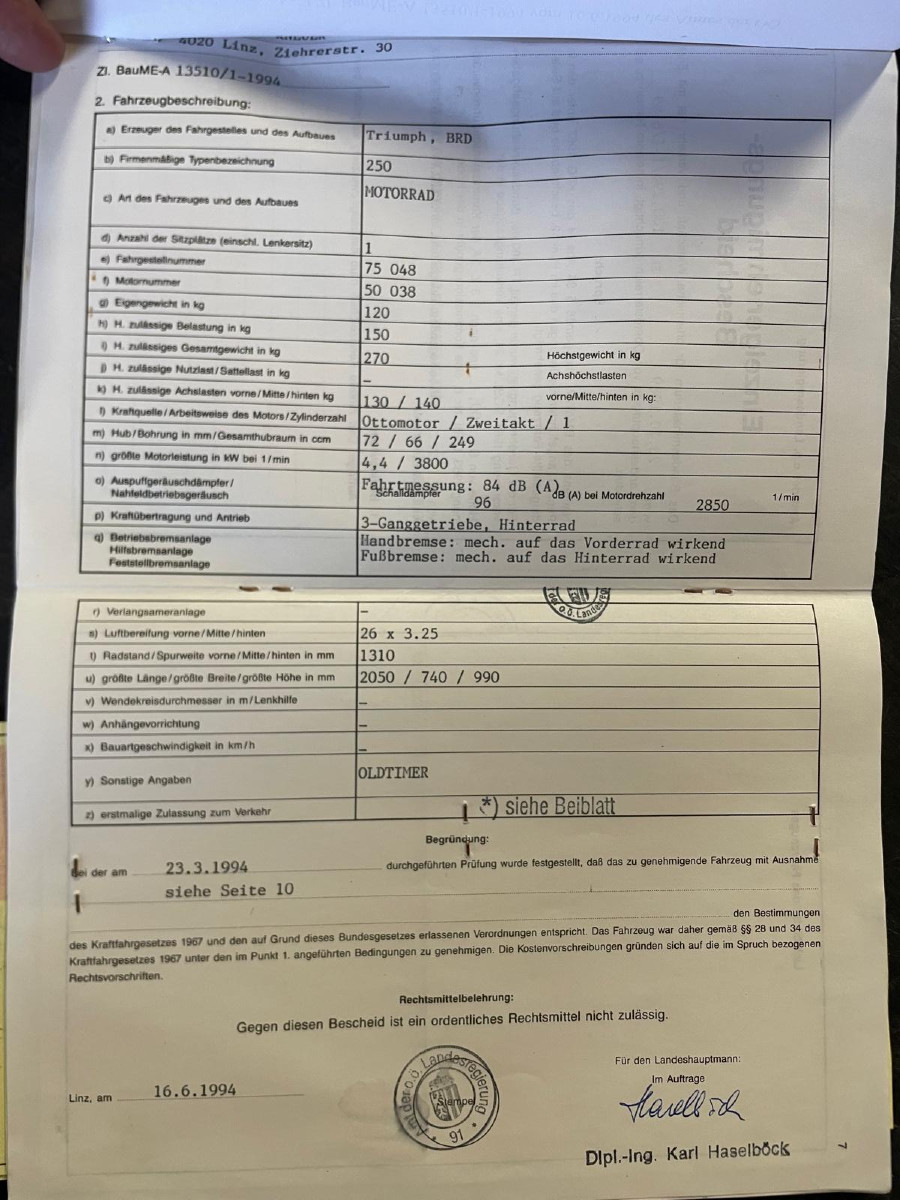 1931er Triumph 250 guter Zustand Baujahr BJ 01/1931