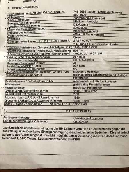 Traktor Deutz D30 S mit Anhänger Baujahr BJ -