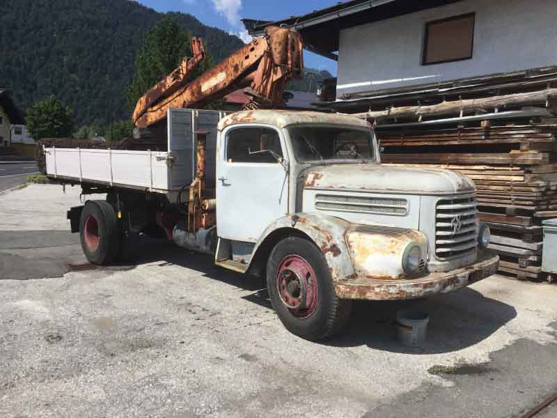 Steyr 586 Kipper mit Palfinger Kran Baujahr BJ -