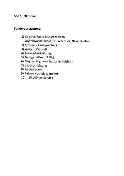 MERCEDES BENZ SL KLASSE 560 SL Oldtimer Cabrio/Roadster Baujahr BJ -