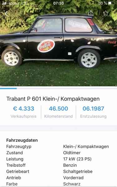 Trabant P601 1987 Baujahr BJ -