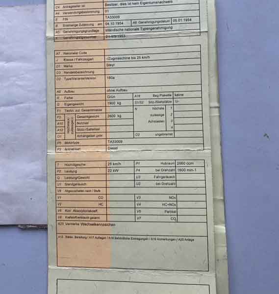 Steyr Traktor 180a Baujahr BJ -