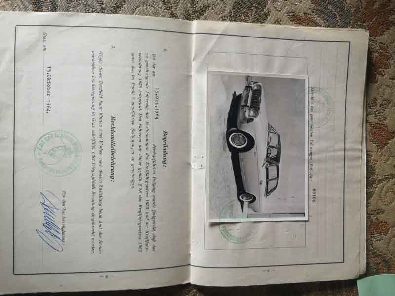 Typenschein Ford Taunus 17M Baujahr 1964 Baujahr BJ -