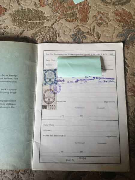 Typenschein Ford Taunus 17M Baujahr 1964 Baujahr BJ -