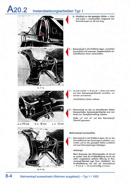 VW Käfer Reparatur - Leitfaden Aufbau, Karosserie Baujahr BJ -