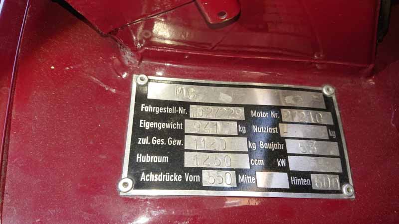 MG TD BJ 1953 Baujahr BJ -